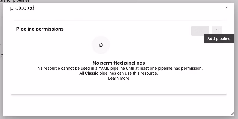 variable group pipeline permission settings